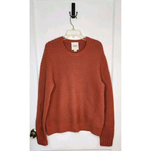 UPWEST WEEKEND CREWNECK MEN'S SWEATER Orange Ribbed Chunky Knit Size Large - Picture 1 of 4